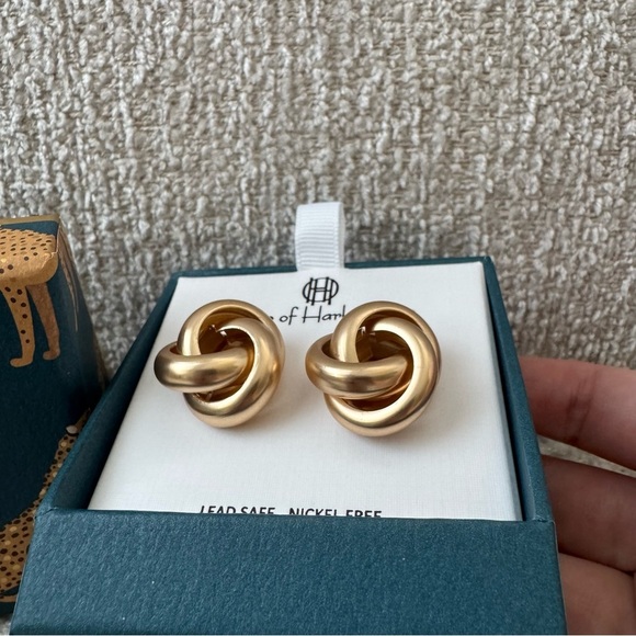 NEW House of Harlow 1960 Gold Knot Earrings - Picture 3 of 3